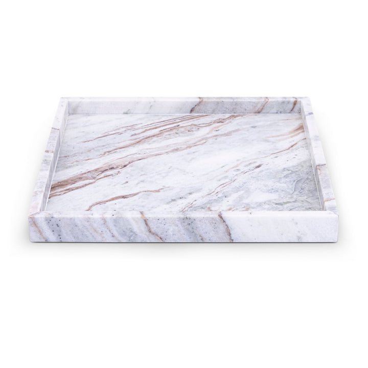 Barletta Square Genuine Marble Tray — Brown