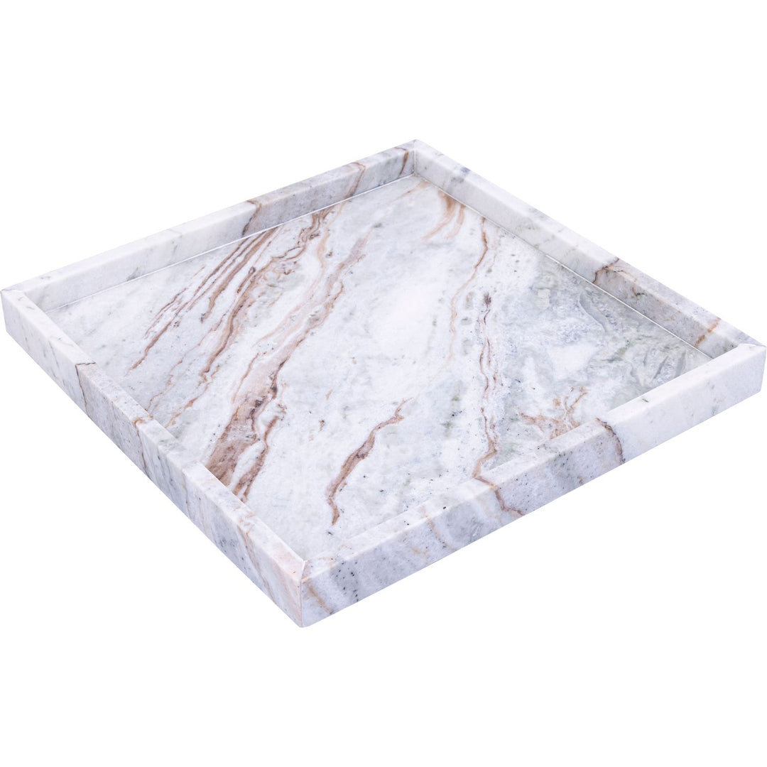 Barletta Square Genuine Marble Tray — Brown