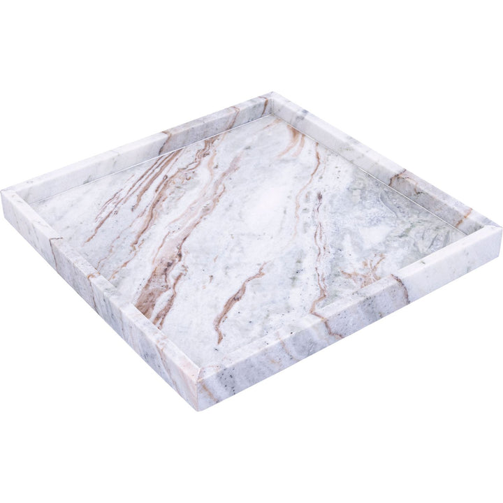 Barletta Square Genuine Marble Tray — Brown