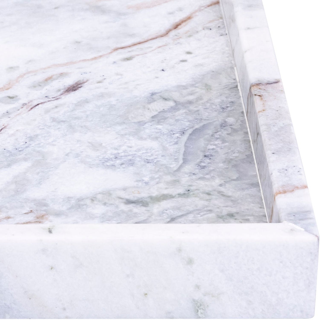 Barletta Square Genuine Marble Tray — Brown