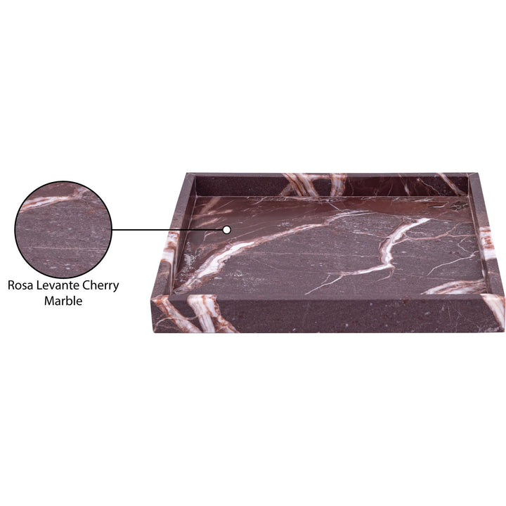 Barletta Square Genuine Marble Tray — Cherry