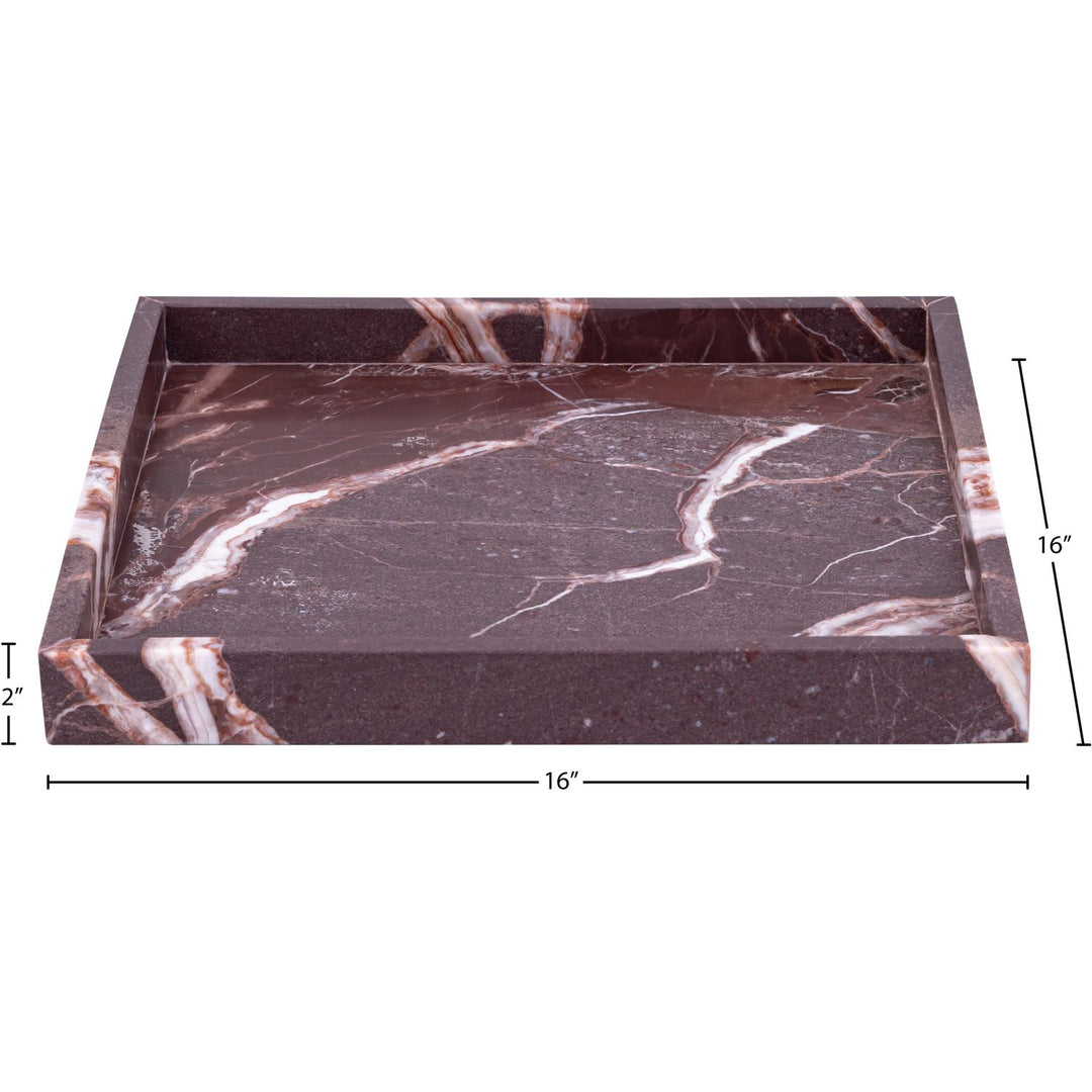 Barletta Square Genuine Marble Tray — Cherry
