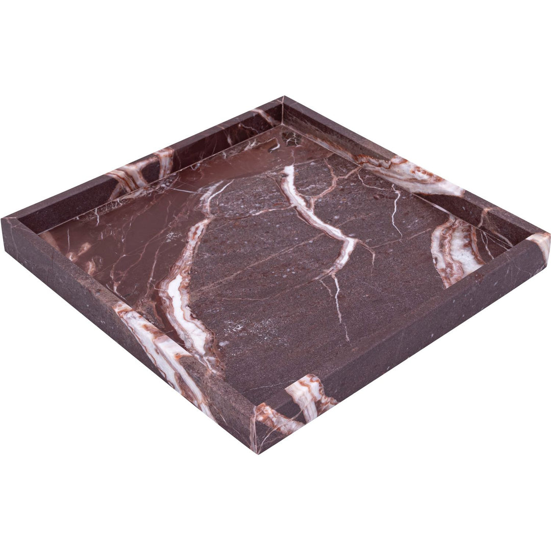 Barletta Square Genuine Marble Tray — Cherry