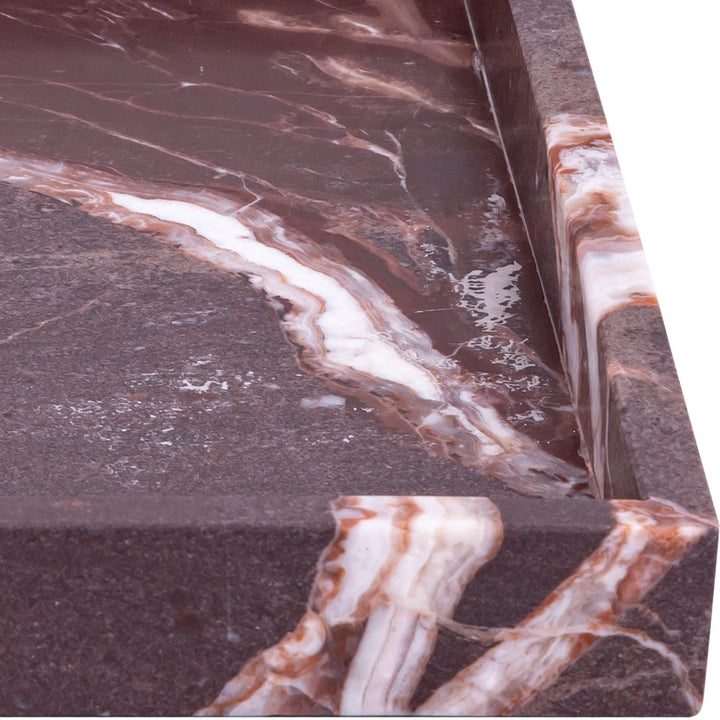 Barletta Square Genuine Marble Tray — Cherry