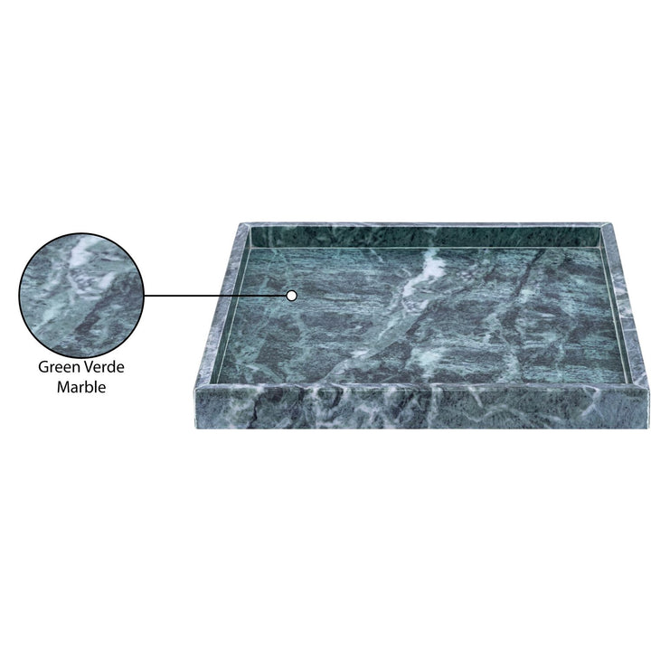 Barletta Square Genuine Marble Tray — Green