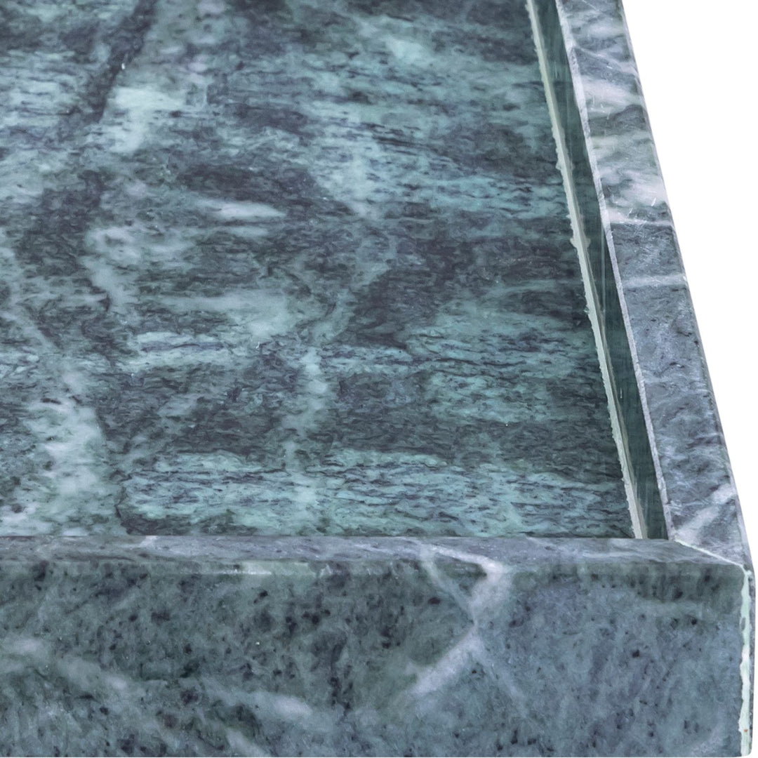 Barletta Square Genuine Marble Tray — Green