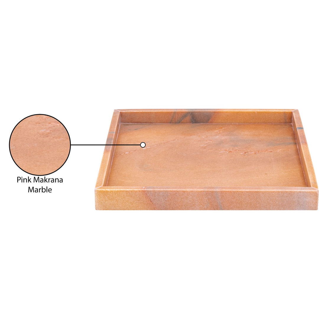 Barletta Square Genuine Marble Tray — Pink