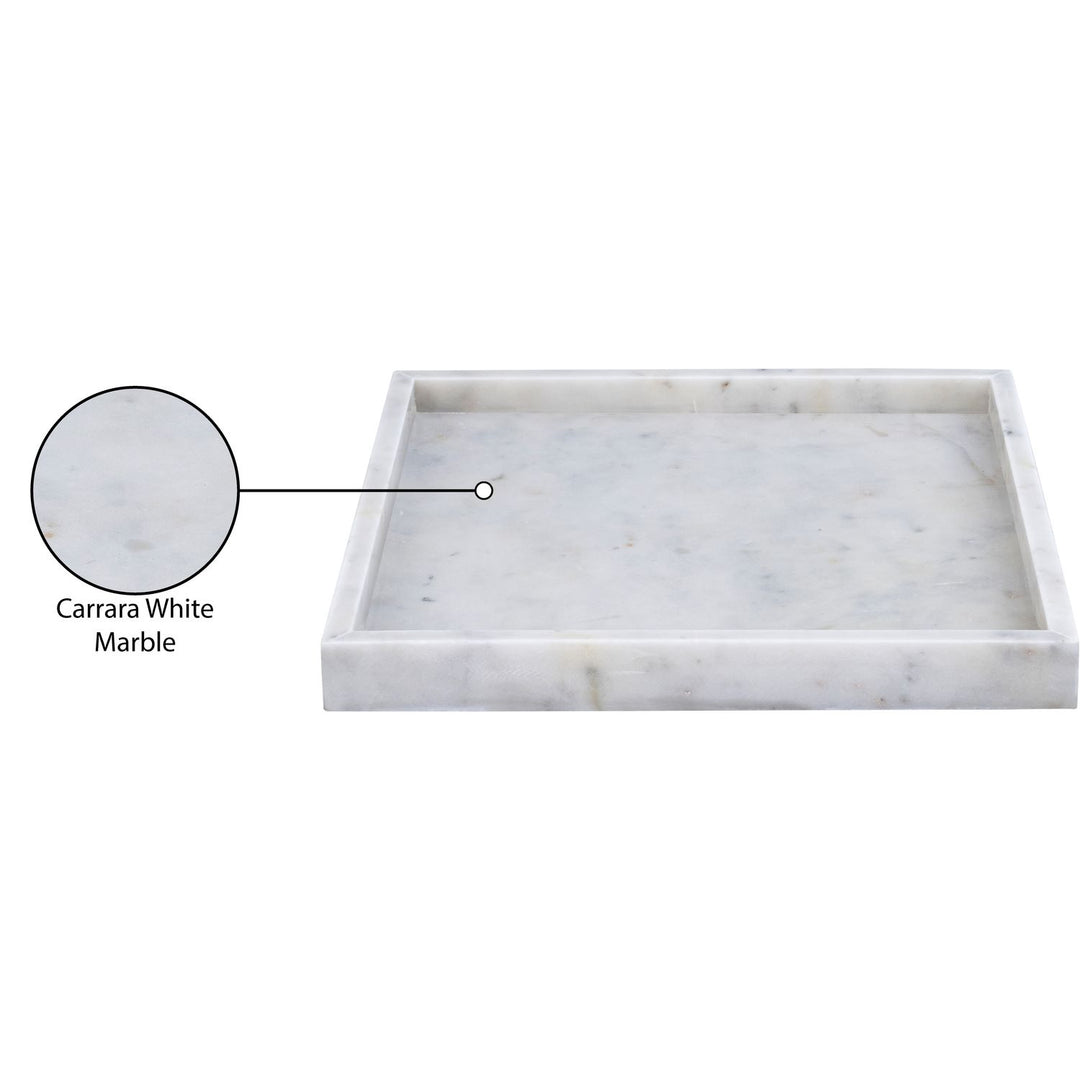 Barletta Square Genuine Marble Tray — White