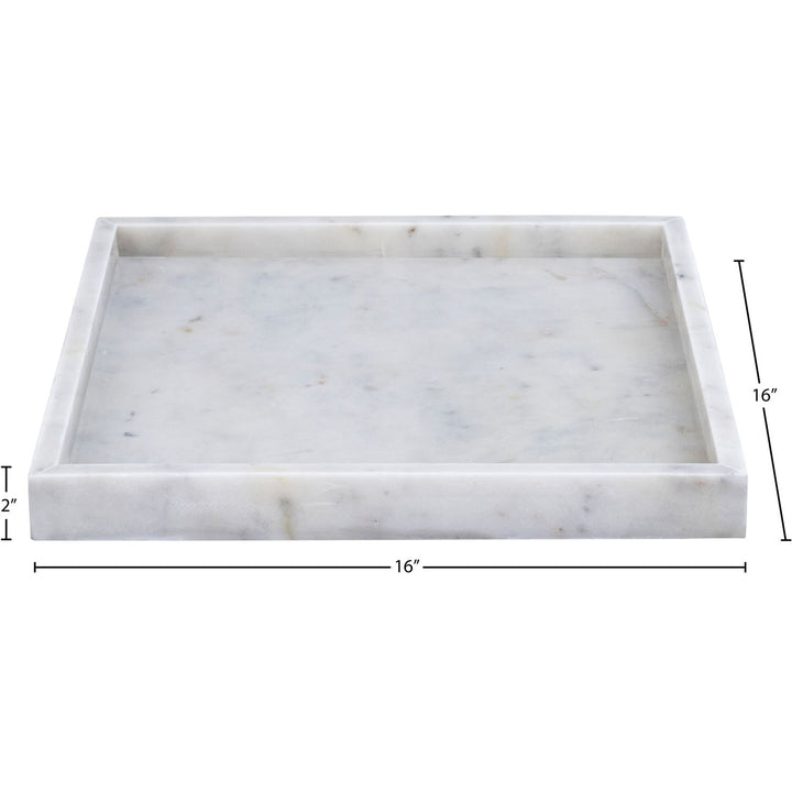 Barletta Square Genuine Marble Tray — White