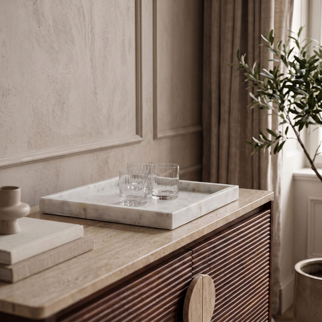 Barletta Square Genuine Marble Tray — White