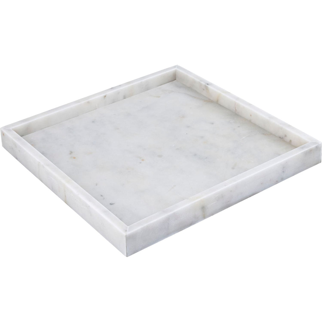 Barletta Square Genuine Marble Tray — White