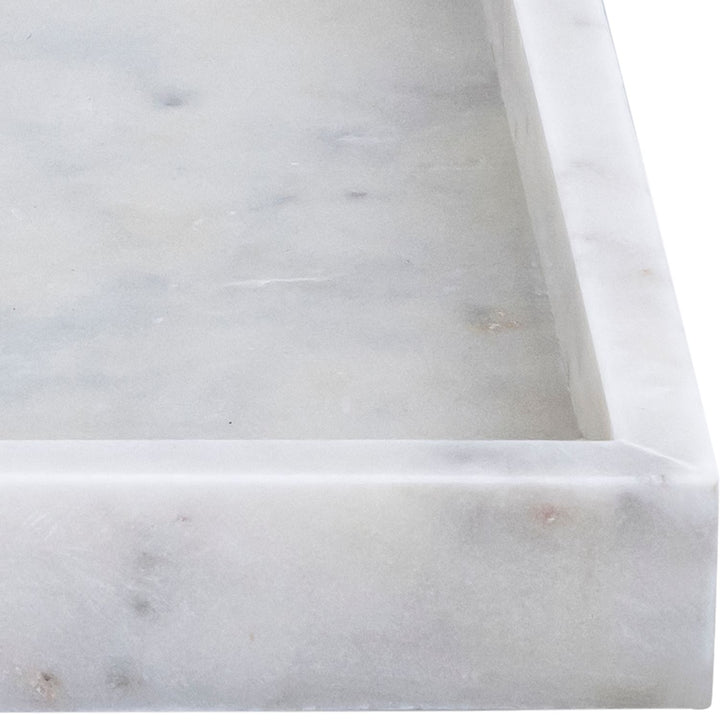Barletta Square Genuine Marble Tray — White