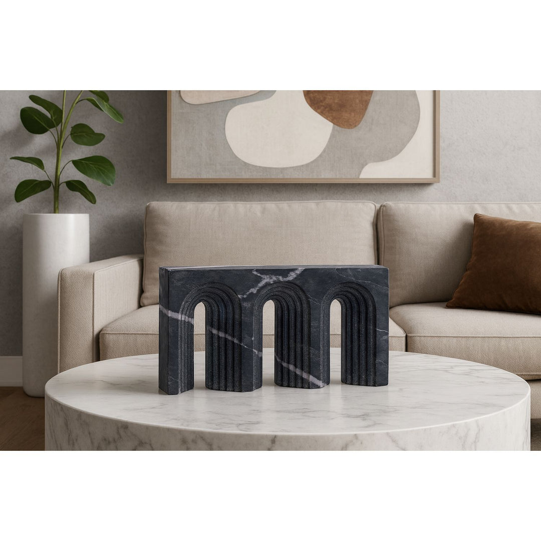 Curva Genuine Marble Decorative Object — Black
