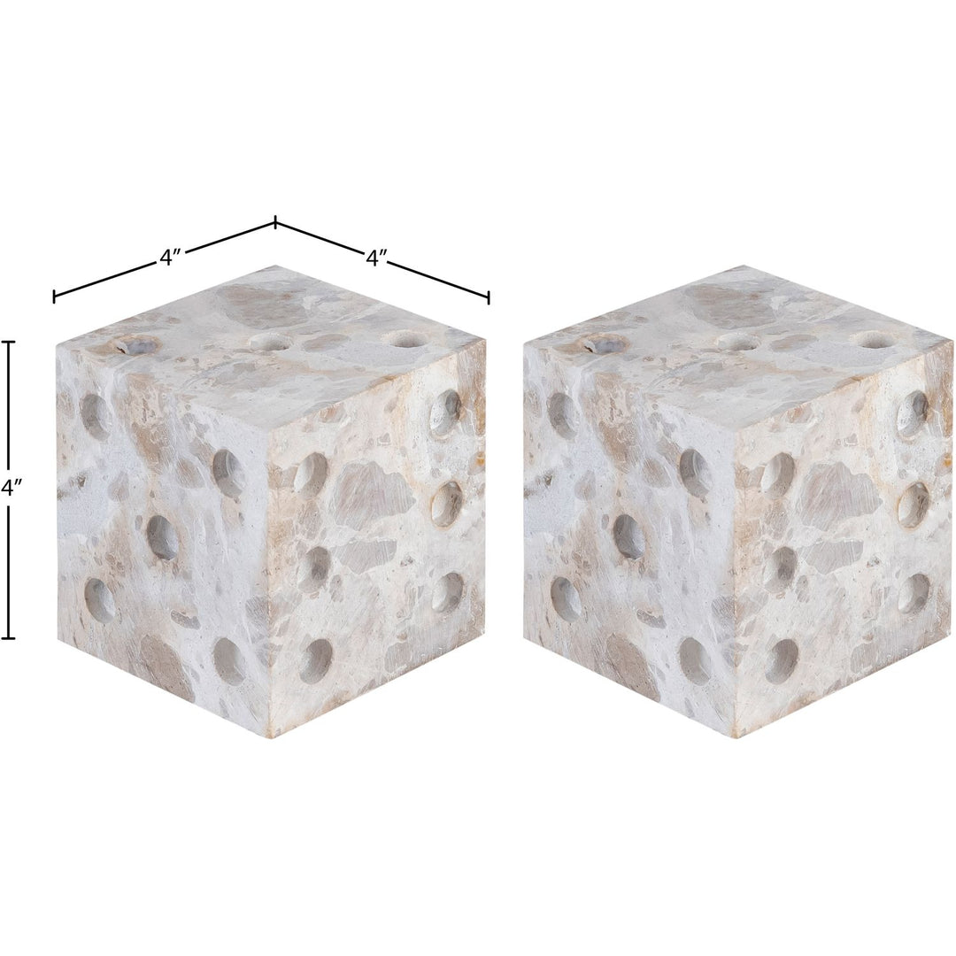 Dice Genuine Marble Decorative Dice — Beige