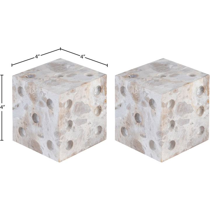 Dice Genuine Marble Decorative Dice — Beige