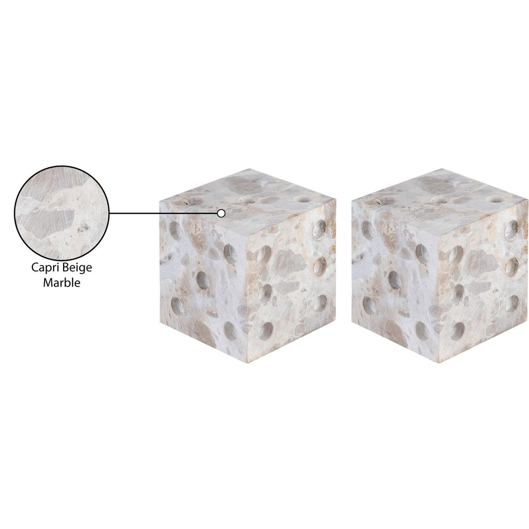 Dice Genuine Marble Decorative Dice — Beige