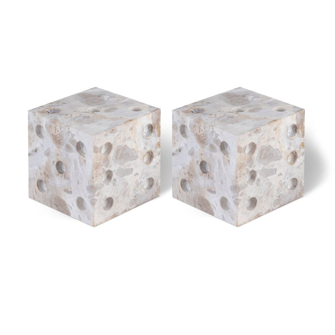 Dice Genuine Marble Decorative Dice — Beige