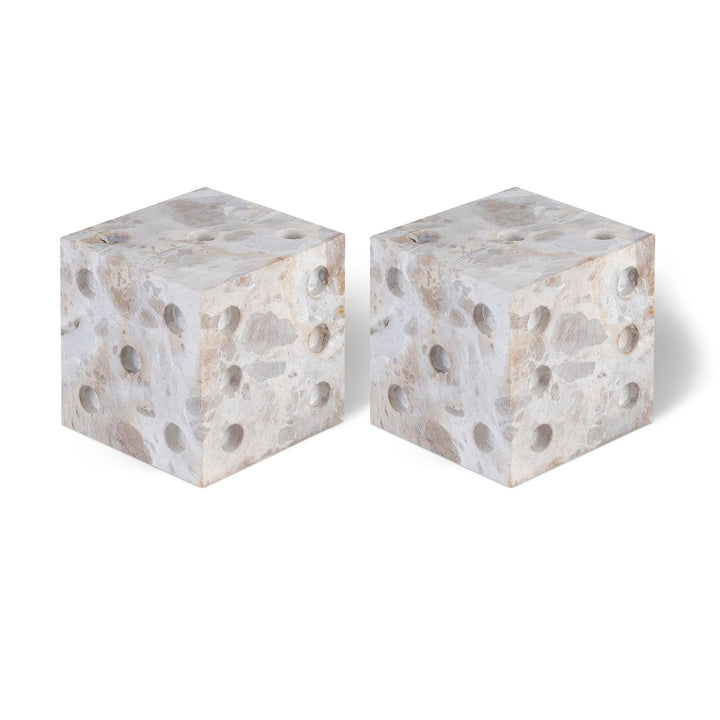 Dice Genuine Marble Decorative Dice — Beige