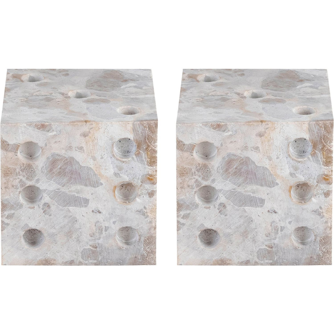 Dice Genuine Marble Decorative Dice — Beige