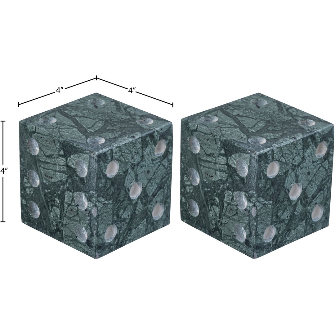 Dice Genuine Marble Decorative Dice — Green