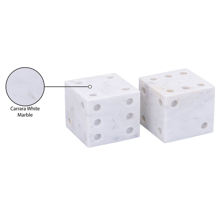 Dice Genuine Marble Decorative Dice — White