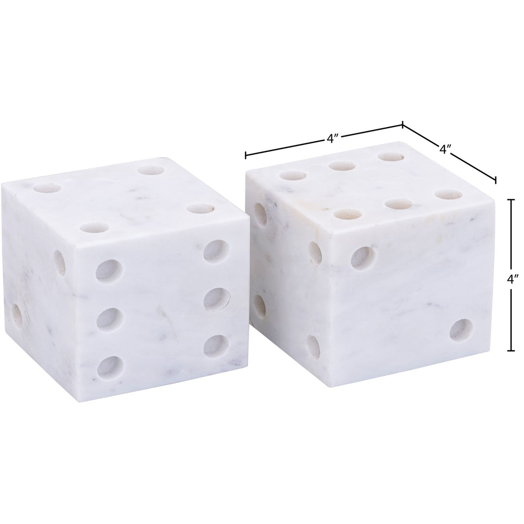 Dice Genuine Marble Decorative Dice — White