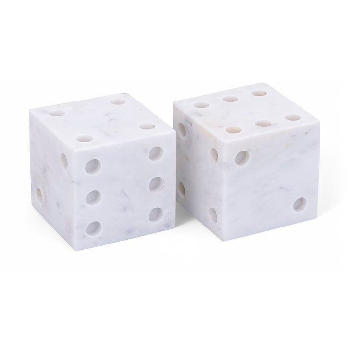 Dice Genuine Marble Decorative Dice — White