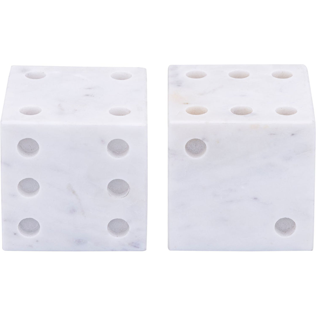 Dice Genuine Marble Decorative Dice — White