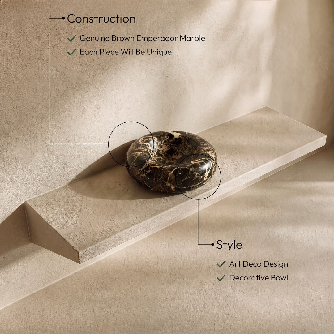 Bellamare Genuine Marble Decorative Bowl — Brown
