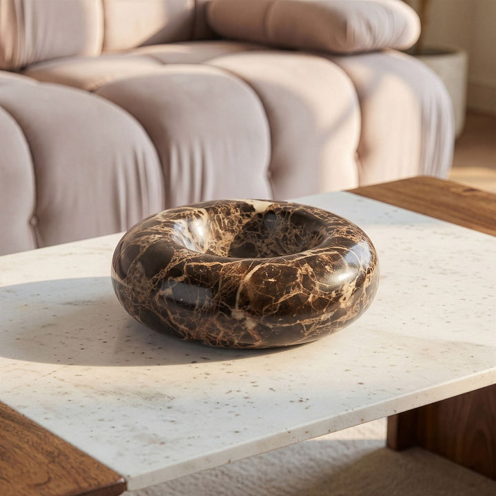 Bellamare Genuine Marble Decorative Bowl — Brown