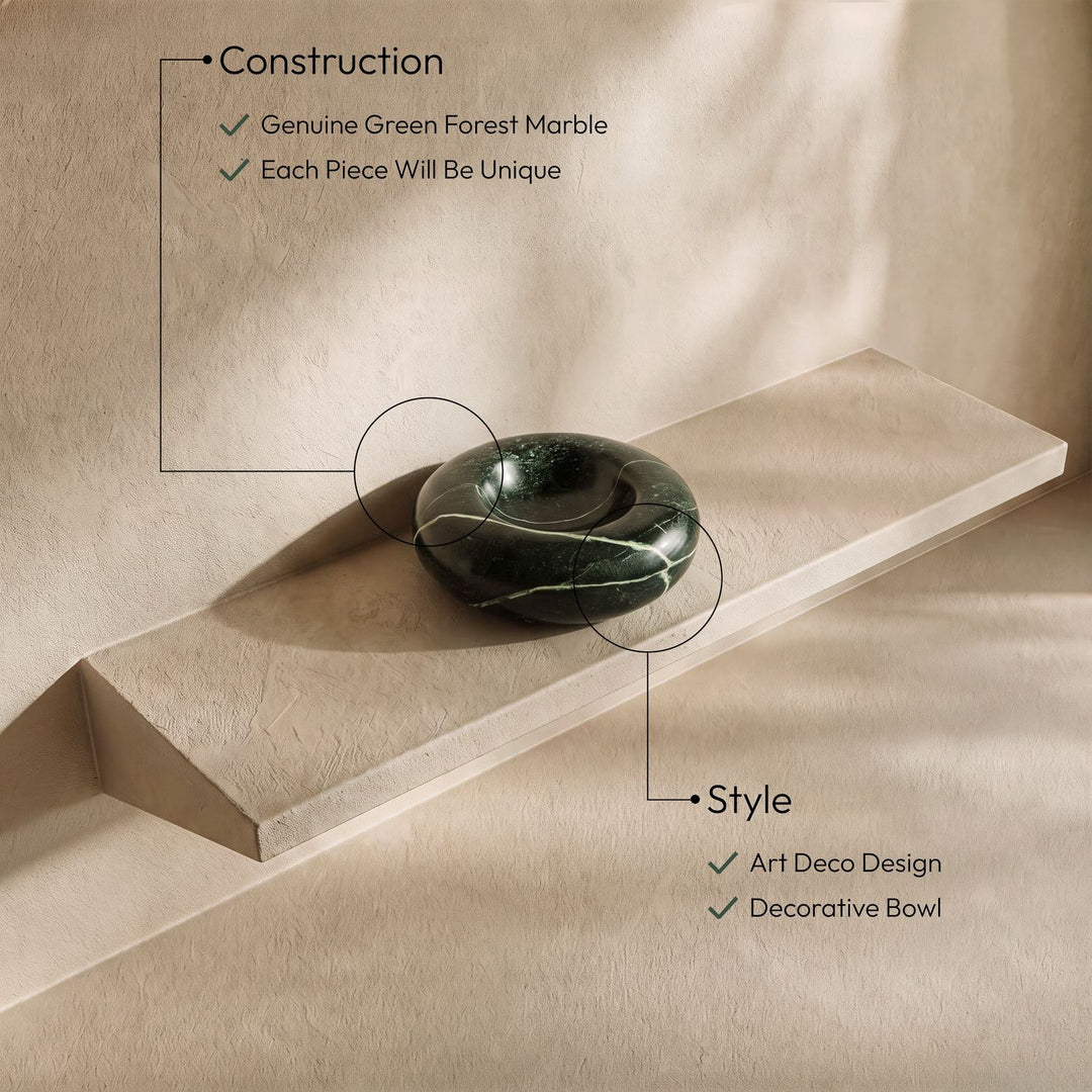 Bellamare Genuine Marble Decorative Bowl — Green