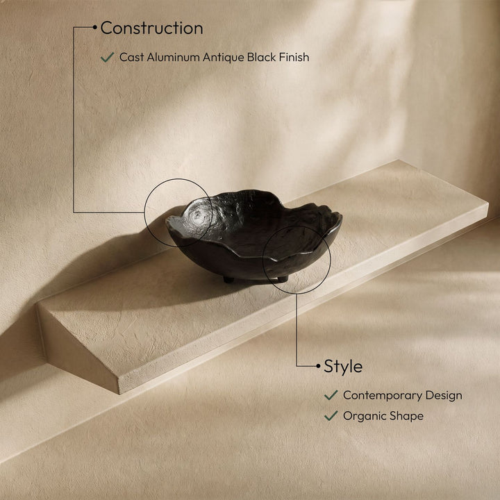 Calyx Aluminum Decorative Bowl — Black