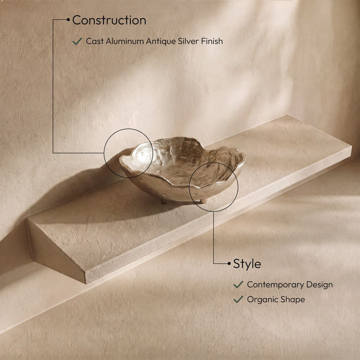 Calyx Aluminum Decorative Bowl — Silver