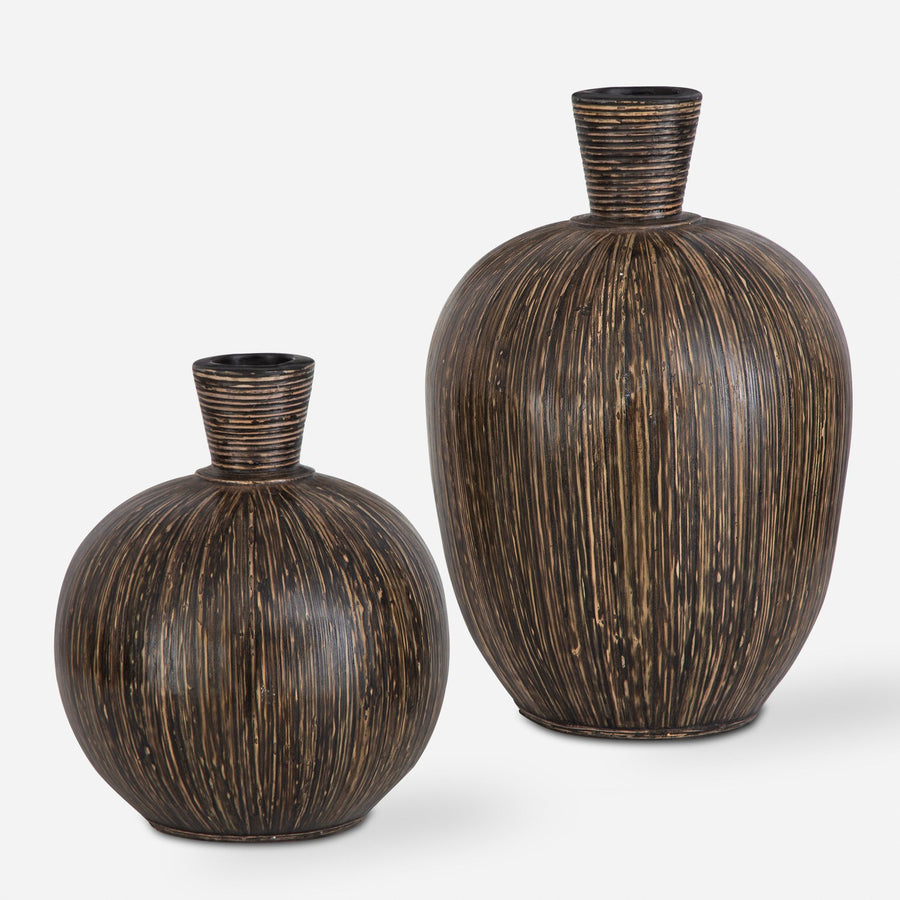 Islander Black Vases S/2-Uttermost-UTTM-17116-Vases-1-France and Son