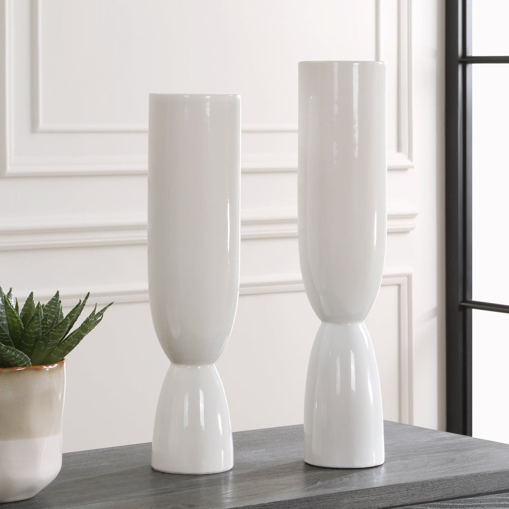 Kimist White Vases S/2-Uttermost-UTTM-18138-Vases-2-France and Son