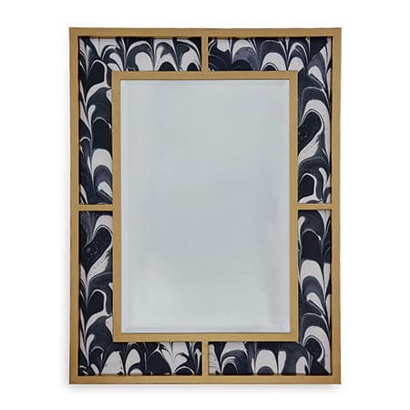 Bedford Gold Marine Blue Mirror-Port 68-PORT-ACFS-272-34-MirrorsGold Mirror / Black Orchid Fabric-7-France and Son