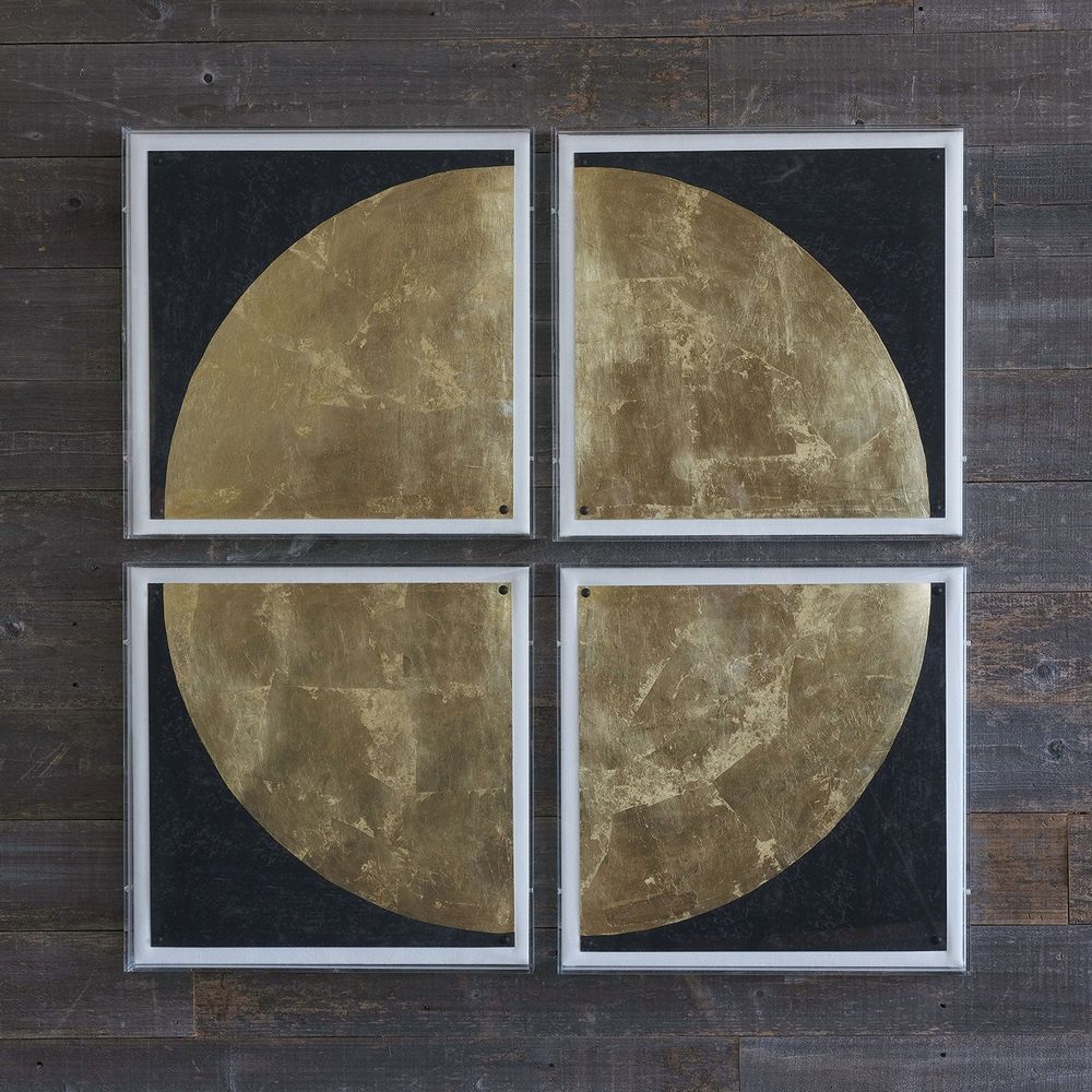 Wall Decor Gold Moon Artwork (Set of 4)