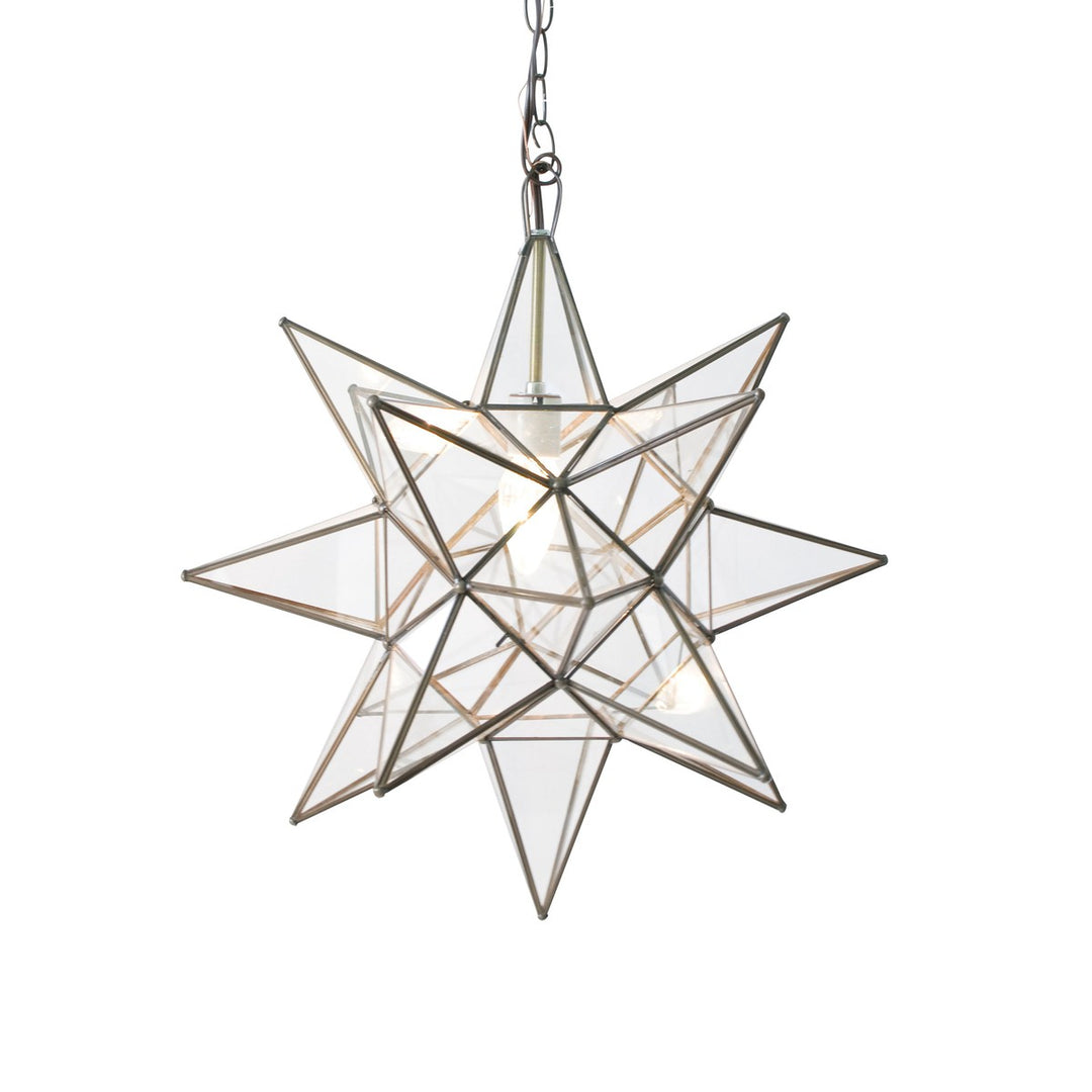 Acs - 15" Md Clear Glass Star Chandelier