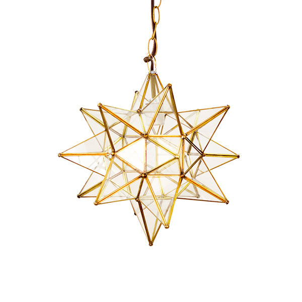 Pendants Acs - 20" X-Large Clear Star In Brass - Wired