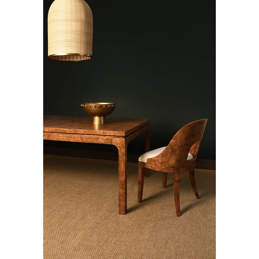 Dining Chairs Rafferty Curved Back Dining Chair In Dark Burl With Performance White Linen