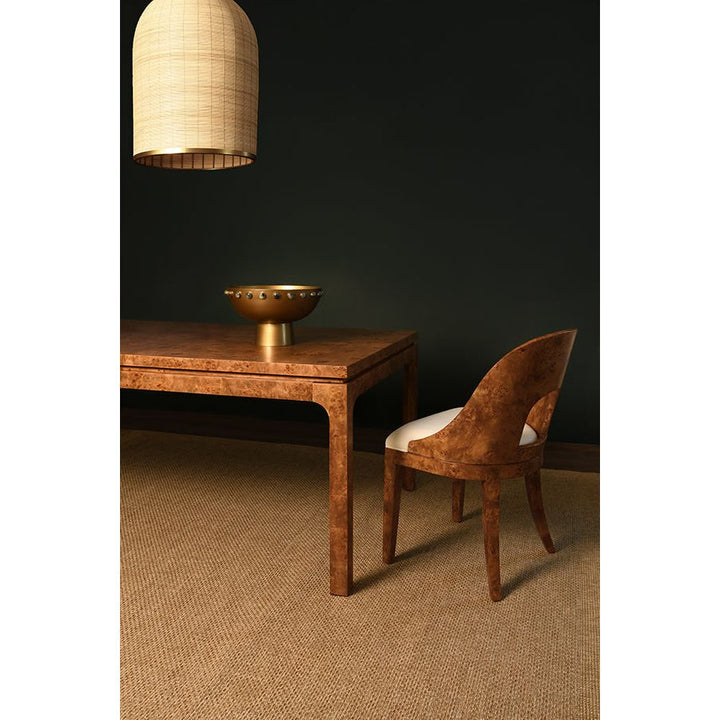 Dining Chairs Rafferty Curved Back Dining Chair In Dark Burl With Performance White Linen