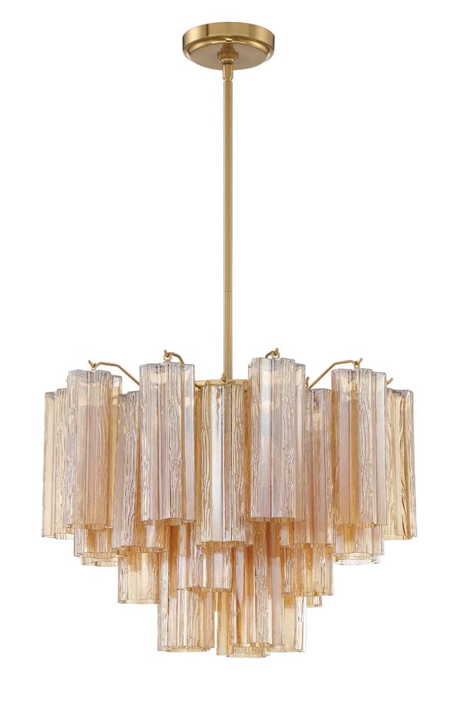 Addis 6 Light Chandelier-Crystorama Lighting Company-CRYSTO-ADD-306-AG-AM-ChandeliersAged Brass metal finish - Tronchi Glass Amber-7-France and Son