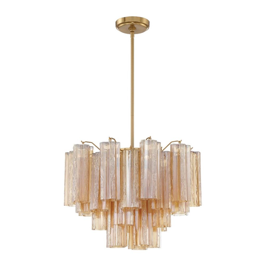 Addis 6 Light Chandelier-Crystorama Lighting Company-CRYSTO-ADD-306-AG-AM-ChandeliersAged Brass metal finish - Tronchi Glass Amber-7-France and Son