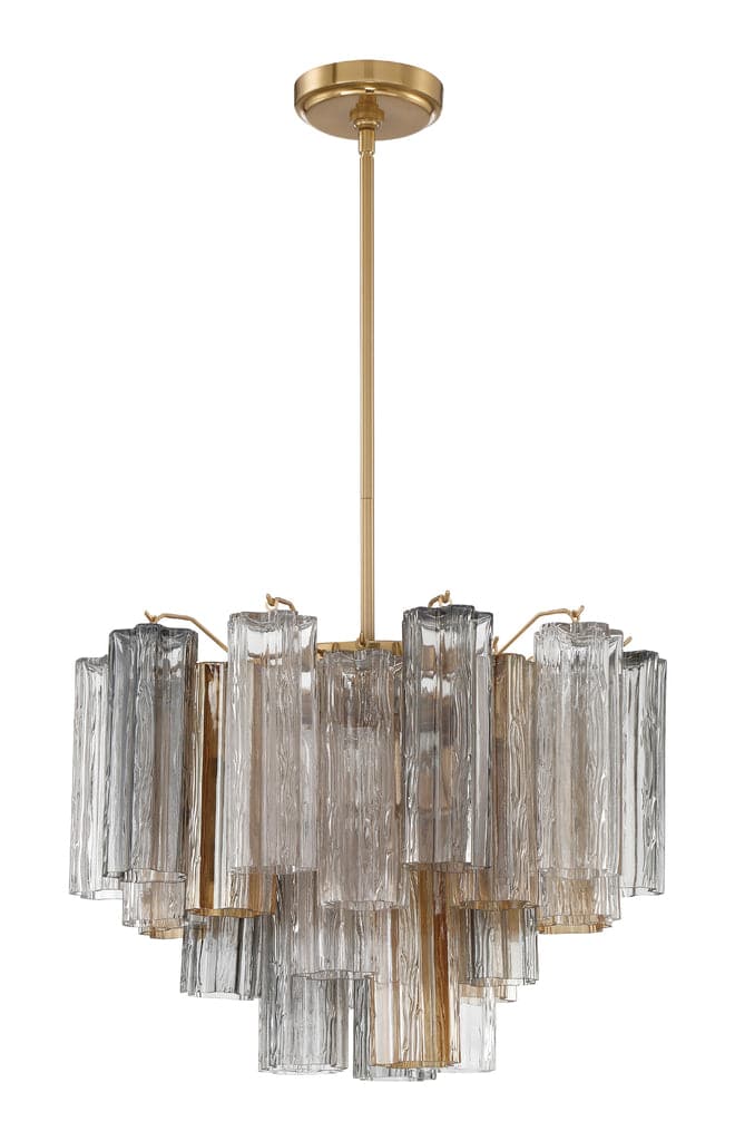 Addis 6 Light Chandelier-Crystorama Lighting Company-CRYSTO-ADD-306-AG-AU-ChandeliersAged Brass metal finish - Tronchi Glass Autumn-8-France and Son