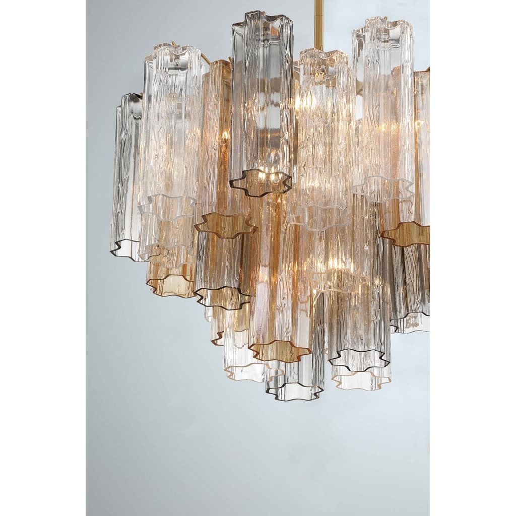 Addis 6 Light Chandelier-Crystorama Lighting Company-CRYSTO-ADD-306-AG-CL-ChandeliersAged Brass metal finish - Tronchi Glass Clear-16-France and Son