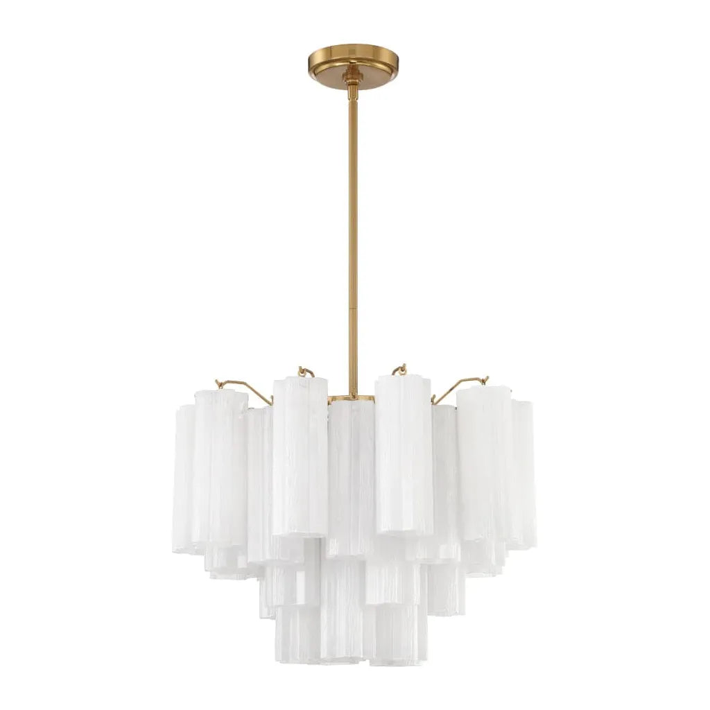 Addis 6 Light Chandelier-Crystorama Lighting Company-CRYSTO-ADD-306-AG-WH-ChandeliersAged Brass metal finish - Tronchi Glass White-2-France and Son