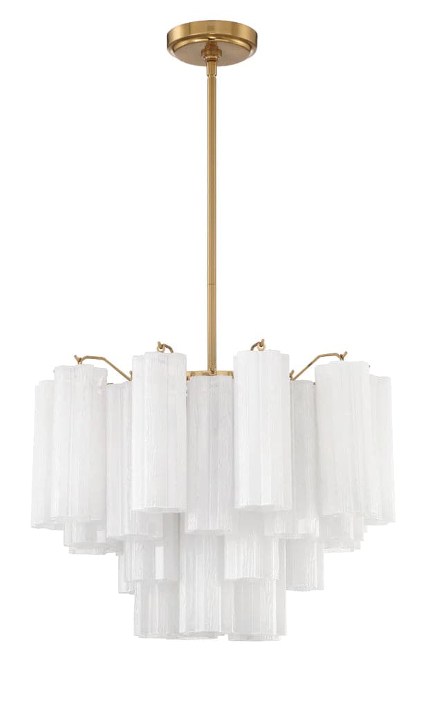 Addis 6 Light Chandelier-Crystorama Lighting Company-CRYSTO-ADD-306-AG-WH-ChandeliersAged Brass metal finish - Tronchi Glass White-2-France and Son