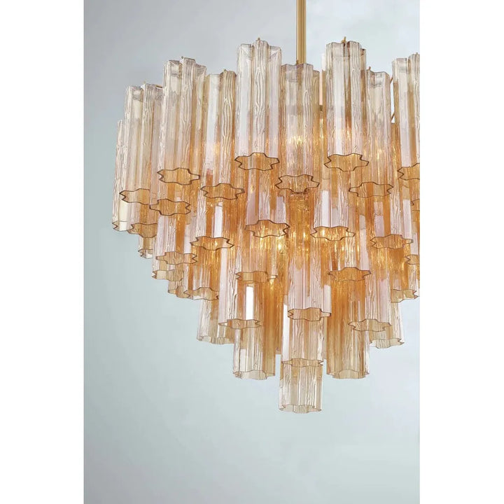 Addis 12 Light Chandelier-Crystorama Lighting Company-CRYSTO-ADD-312-AG-AM-ChandeliersAged Brass - Tronchi Glass Amber-2-France and Son