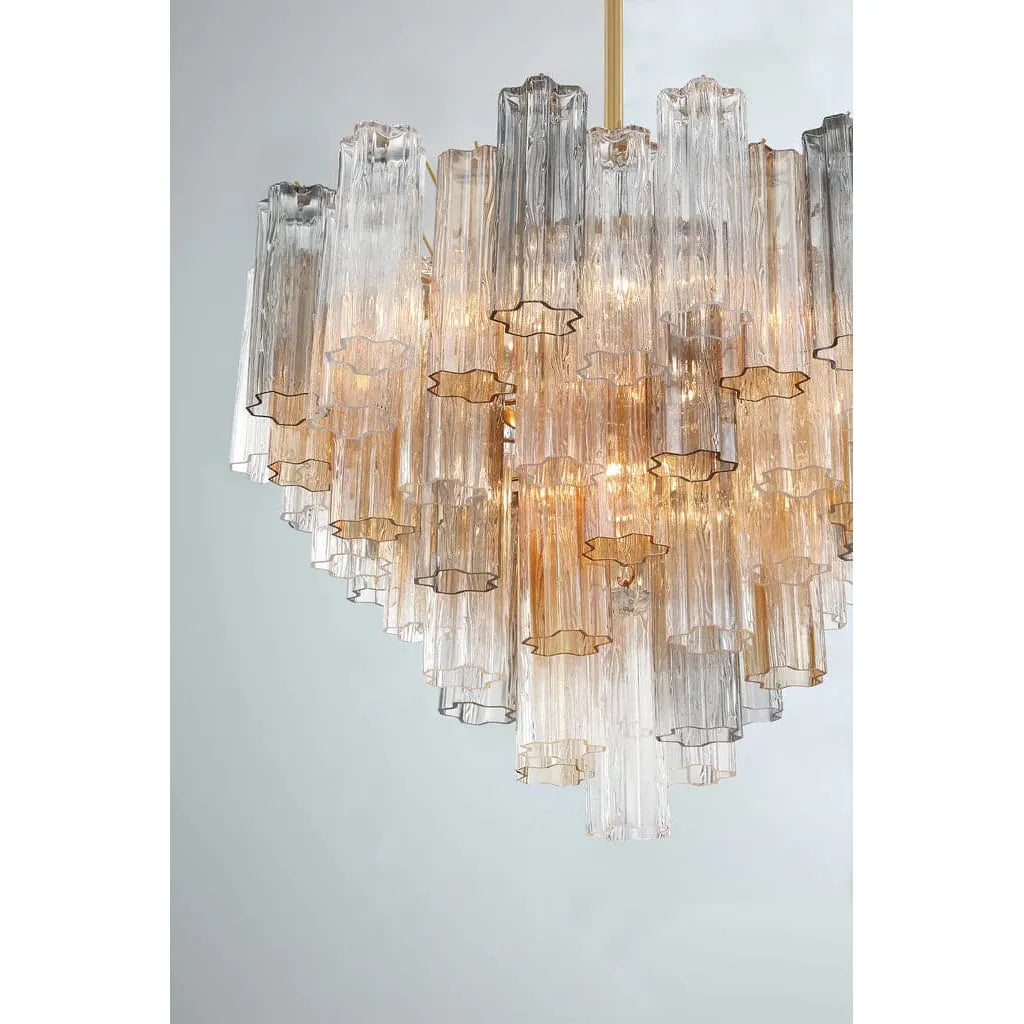 Addis 12 Light Chandelier-Crystorama Lighting Company-CRYSTO-ADD-312-AG-AM-ChandeliersAged Brass - Tronchi Glass Amber-4-France and Son