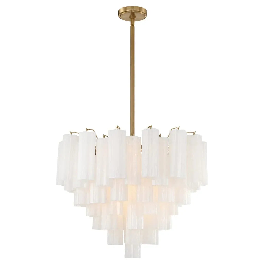 Addis 12 Light Chandelier-Crystorama Lighting Company-CRYSTO-ADD-312-AG-WH-ChandeliersAged Brass - Tronchi Glass White-7-France and Son